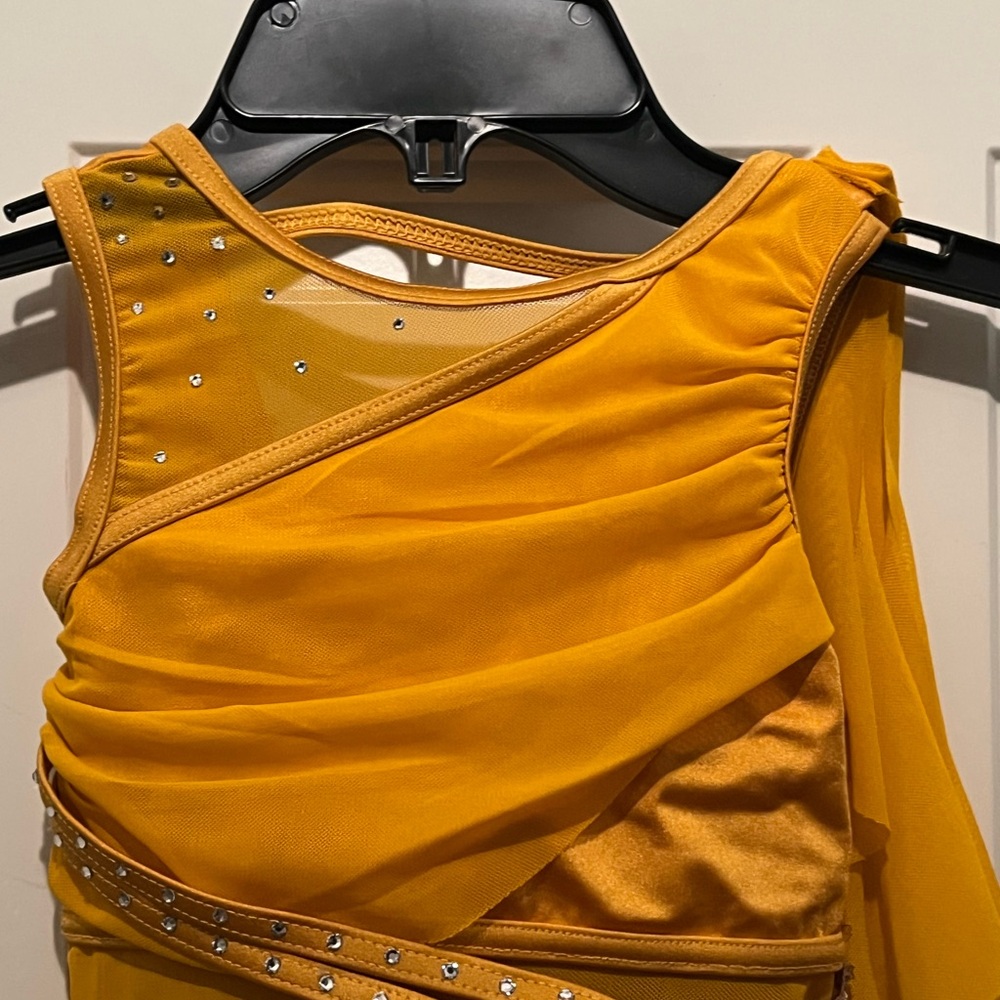 Weissman Golden Dance Costume with Sparkling Skirt - Picture 6 of 11